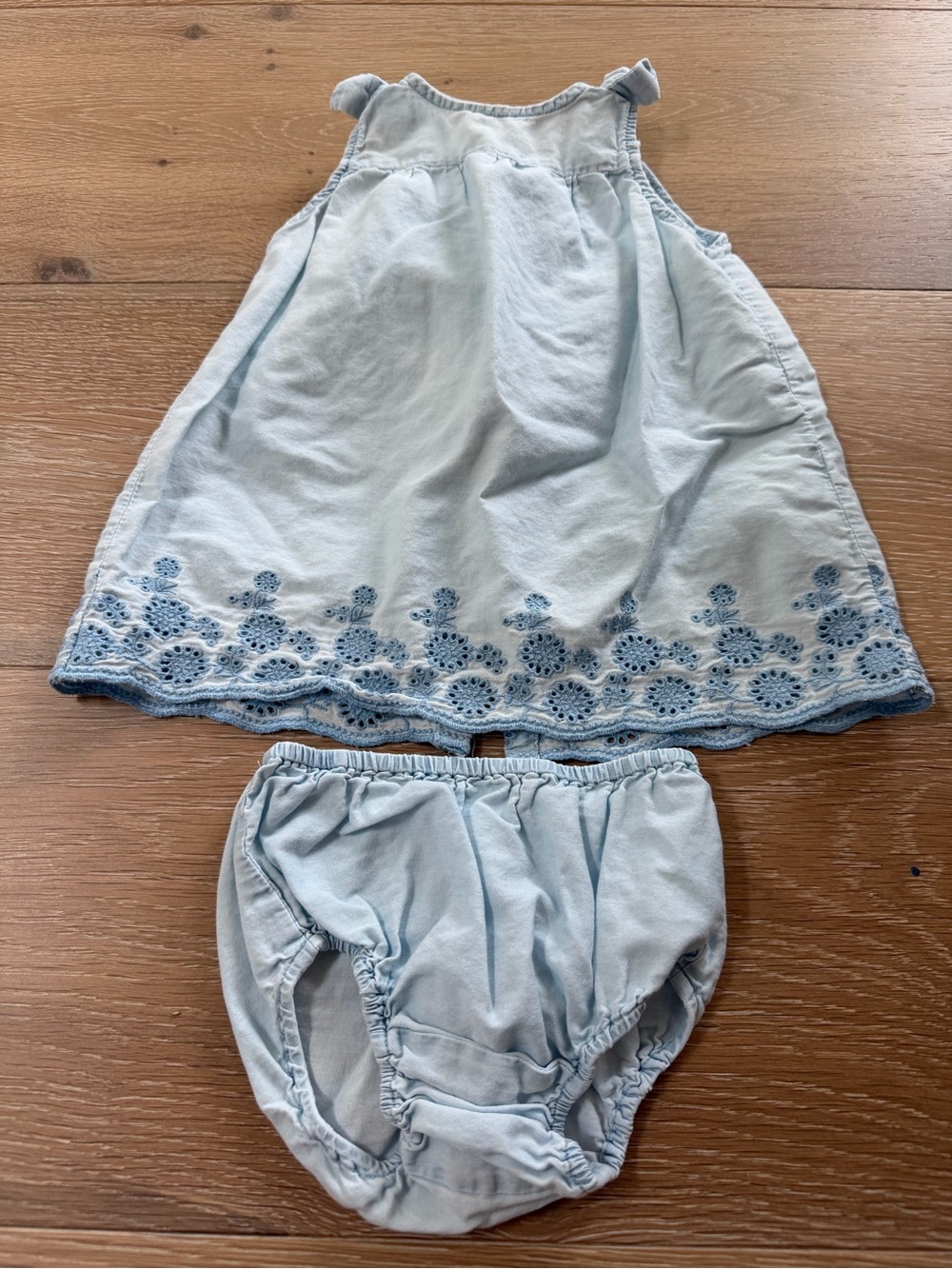 Zara baby Light Blue Eyelet-Trim Baby Dress & Bloomers